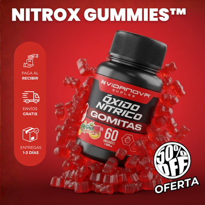NITROX GUMMIES™ 60 Gomitas Oxido Nítrico ¡50% DESCUENTO!